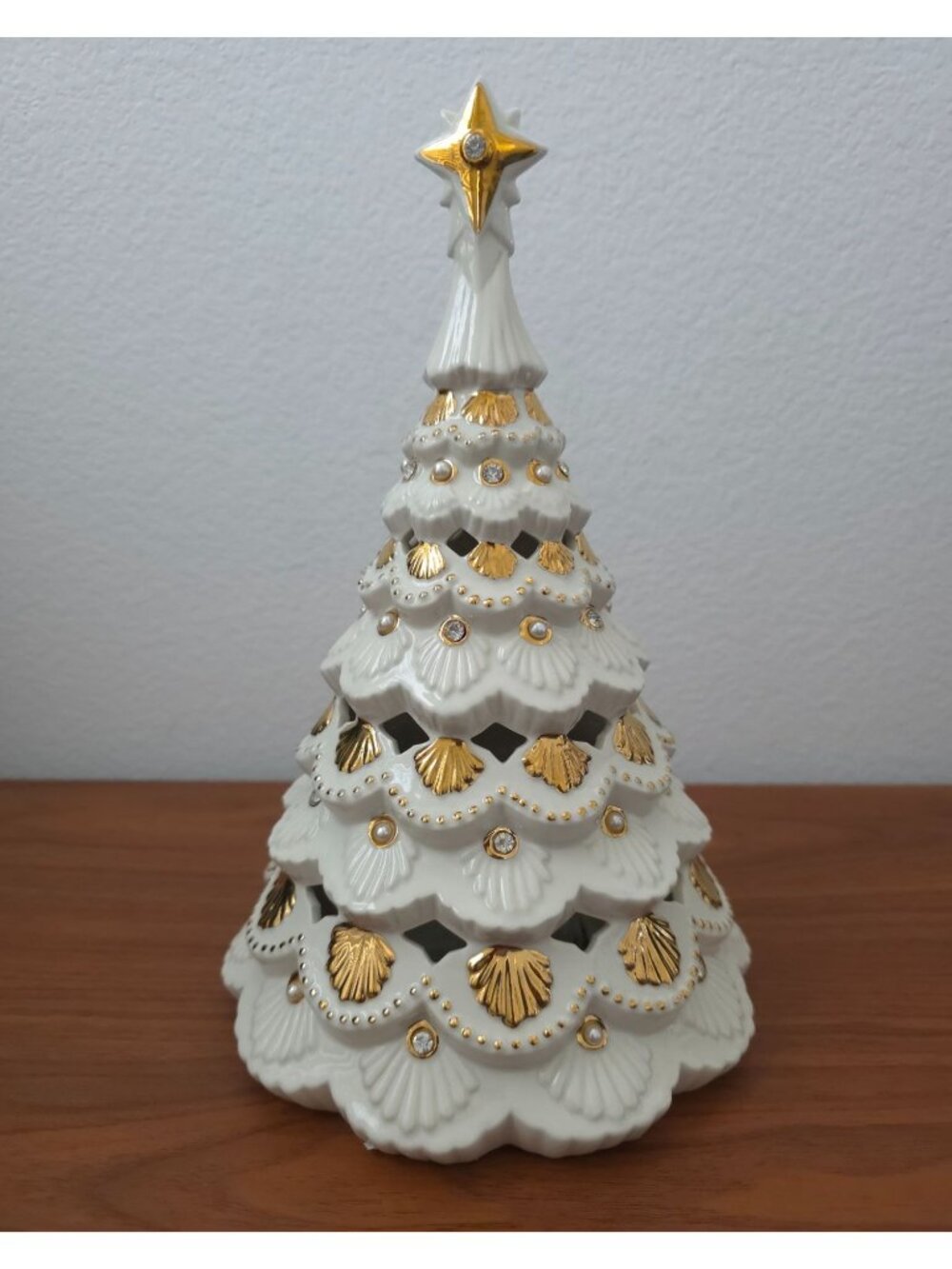 Lenox FLORENTINE & PEARL Lit Porcelain Christmas Tree 24k Gold Accents Box & COA - Picture 3 of 10